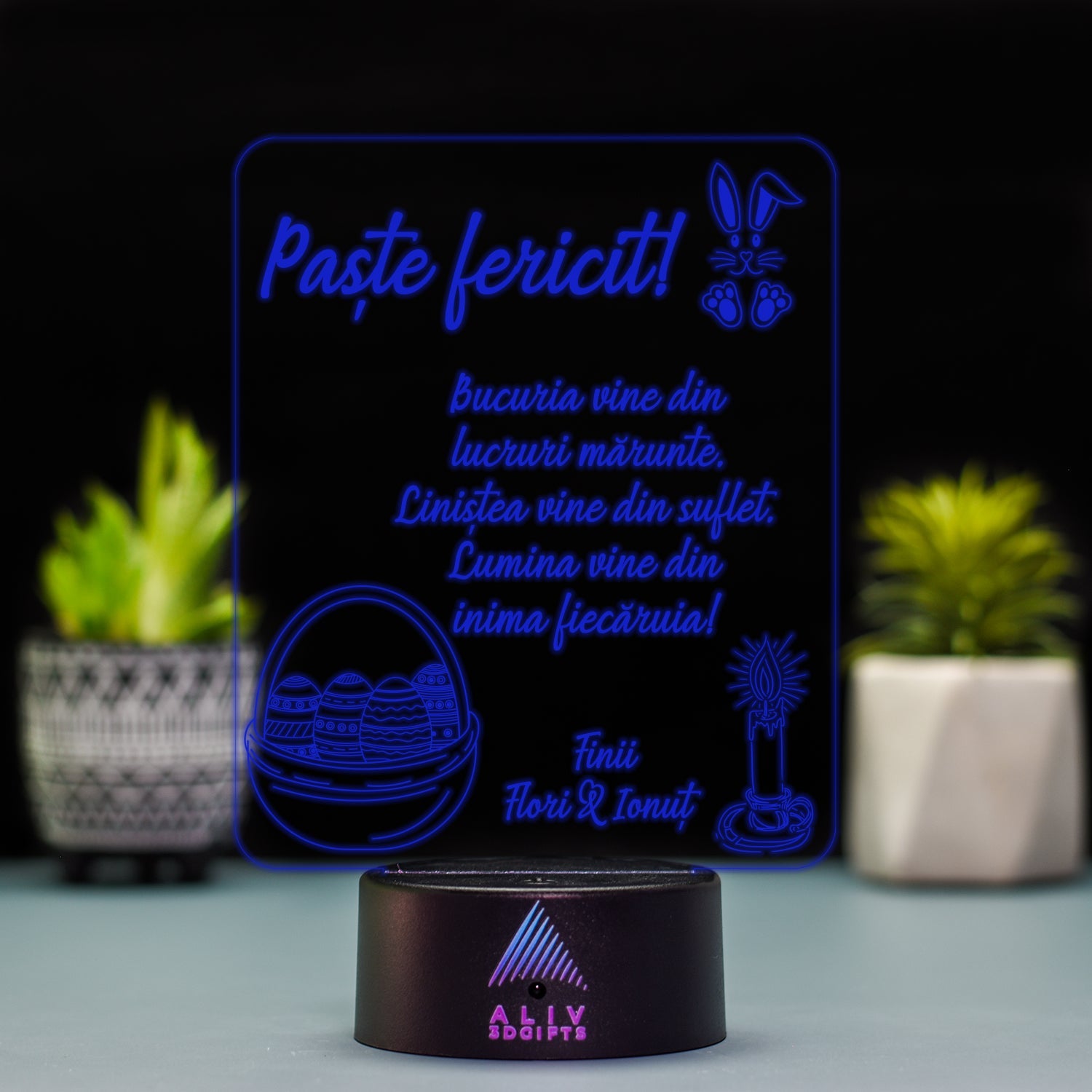 Lampă Led 3D - Urare Paste Fini