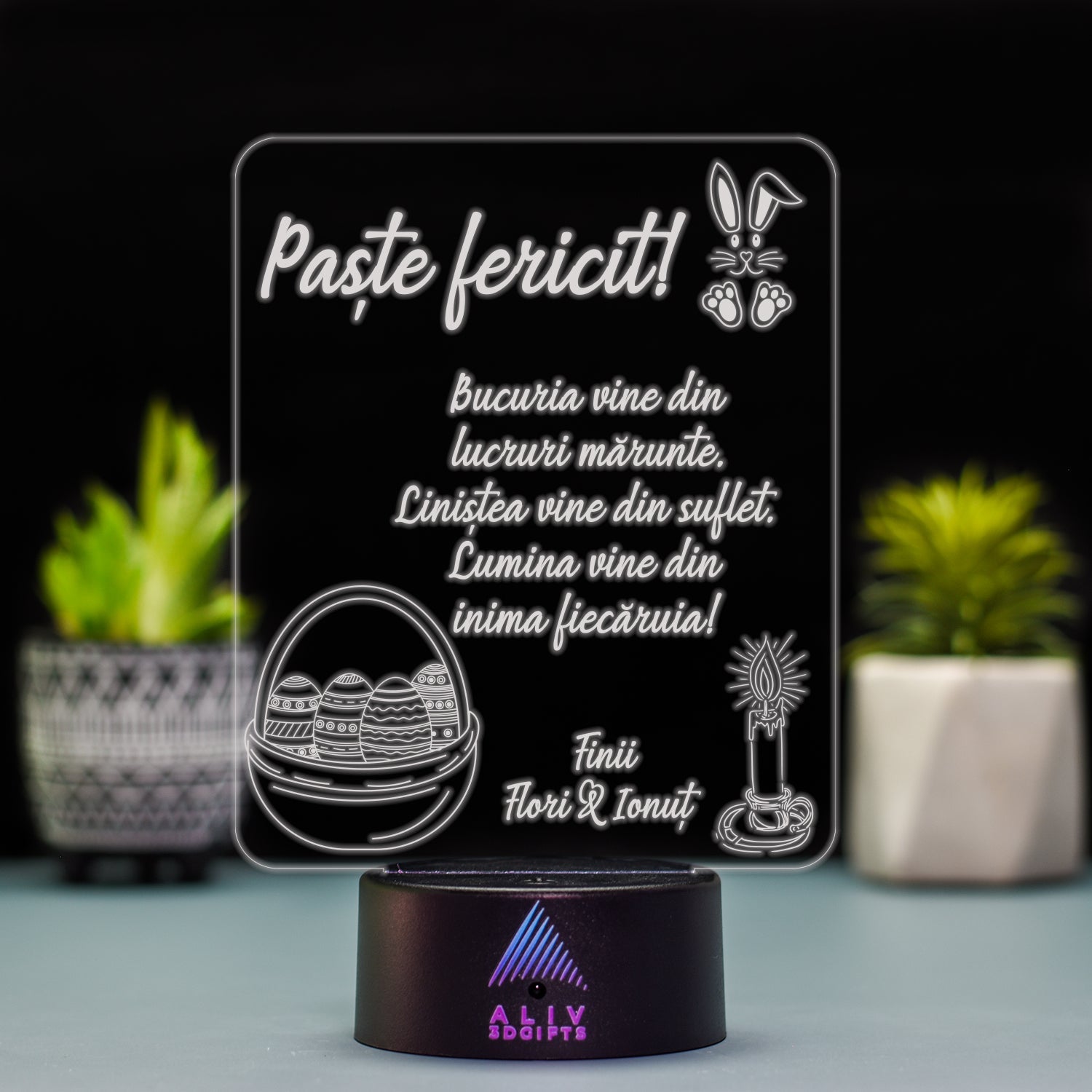 Lampă Led 3D - Urare Paste Fini