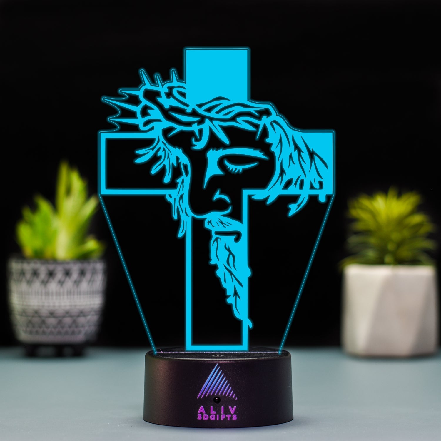 Lampă Led 3D - Cruce Iisus