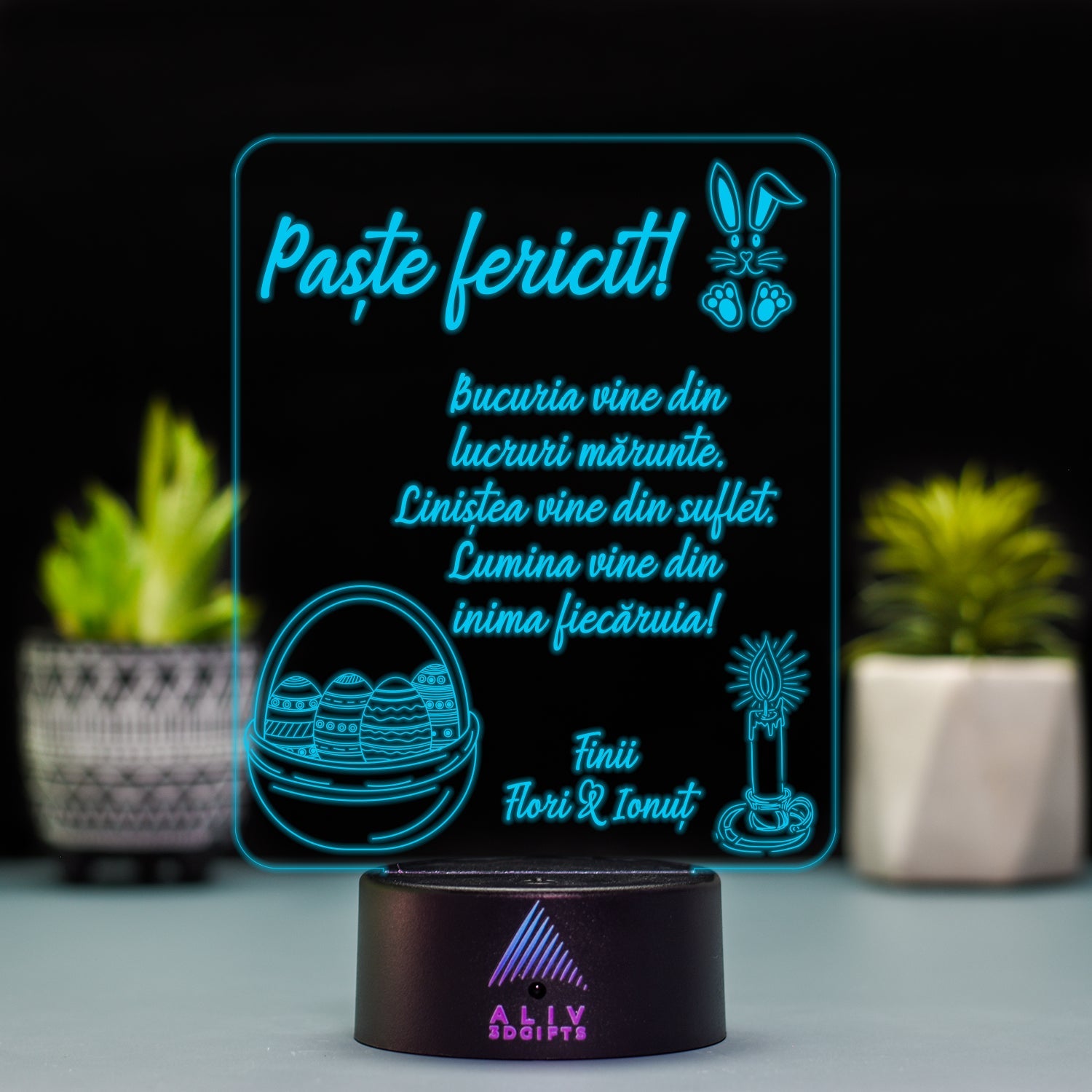 Lampă Led 3D - Urare Paste Fini
