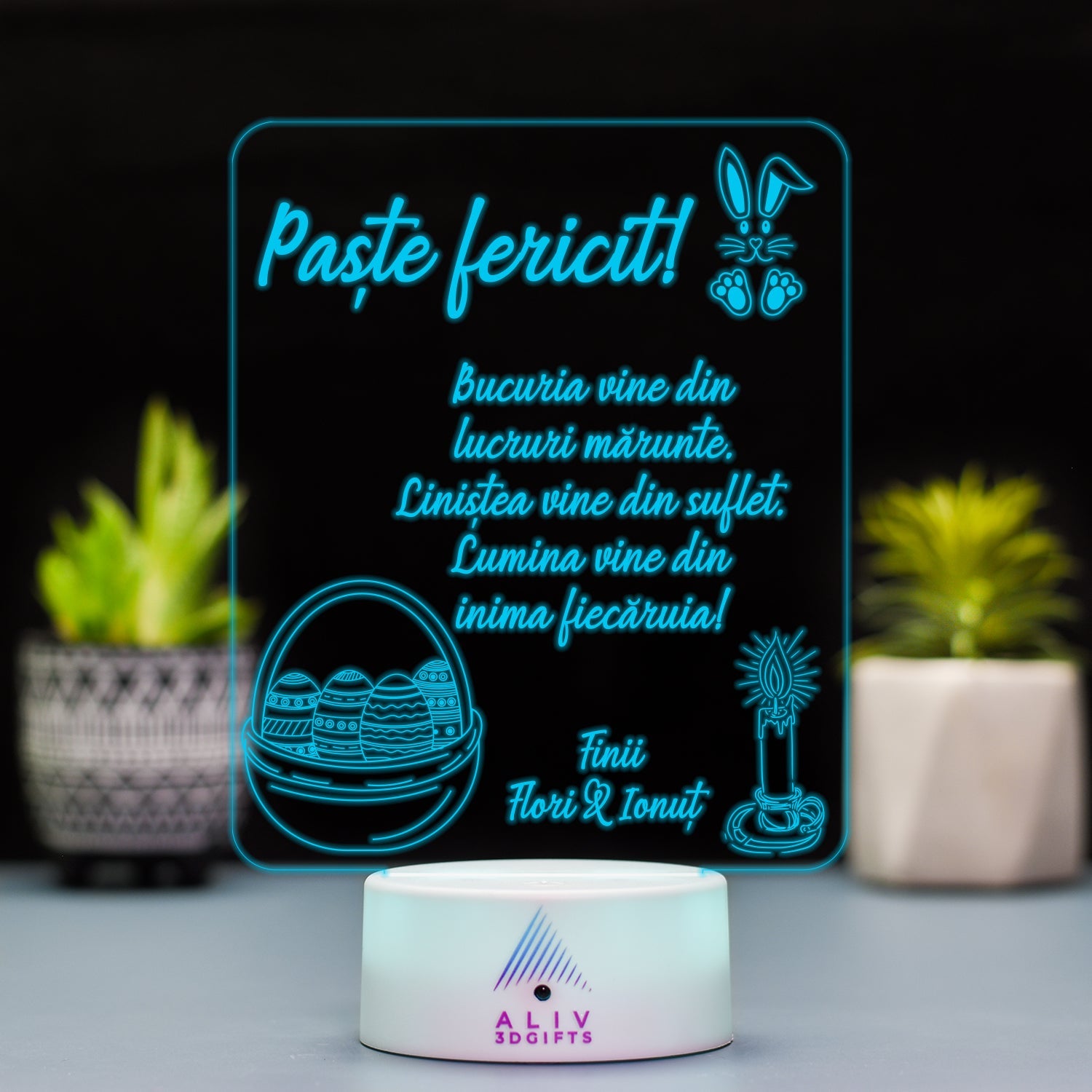 Lampă Led 3D - Urare Paste Fini