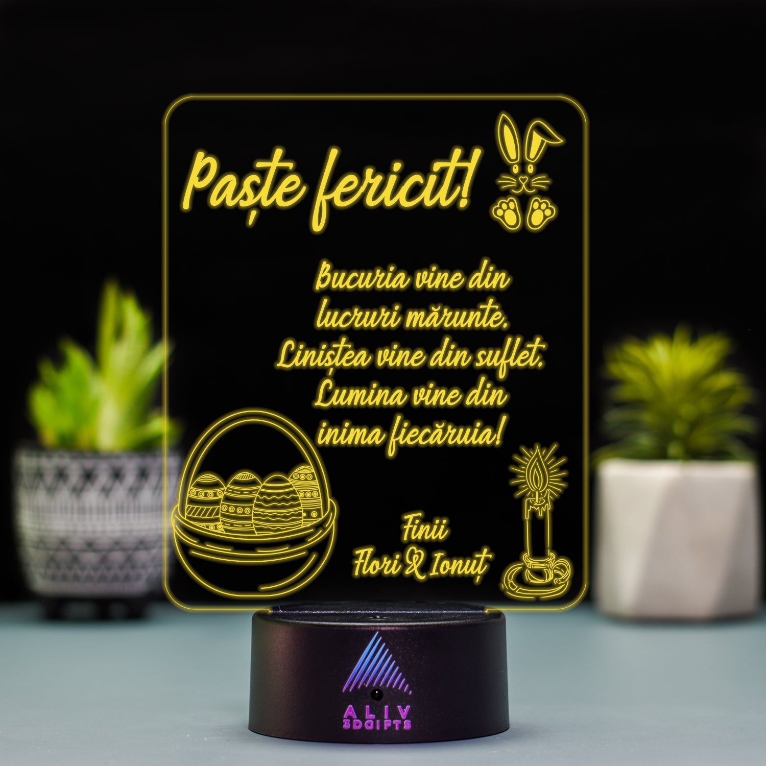 Lampă Led 3D - Urare Paste Fini