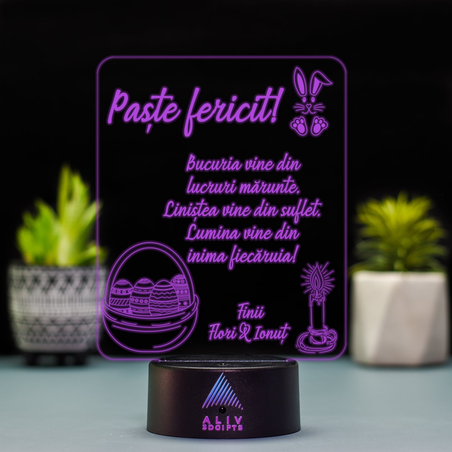 Lampă Led 3D - Urare Paste Fini
