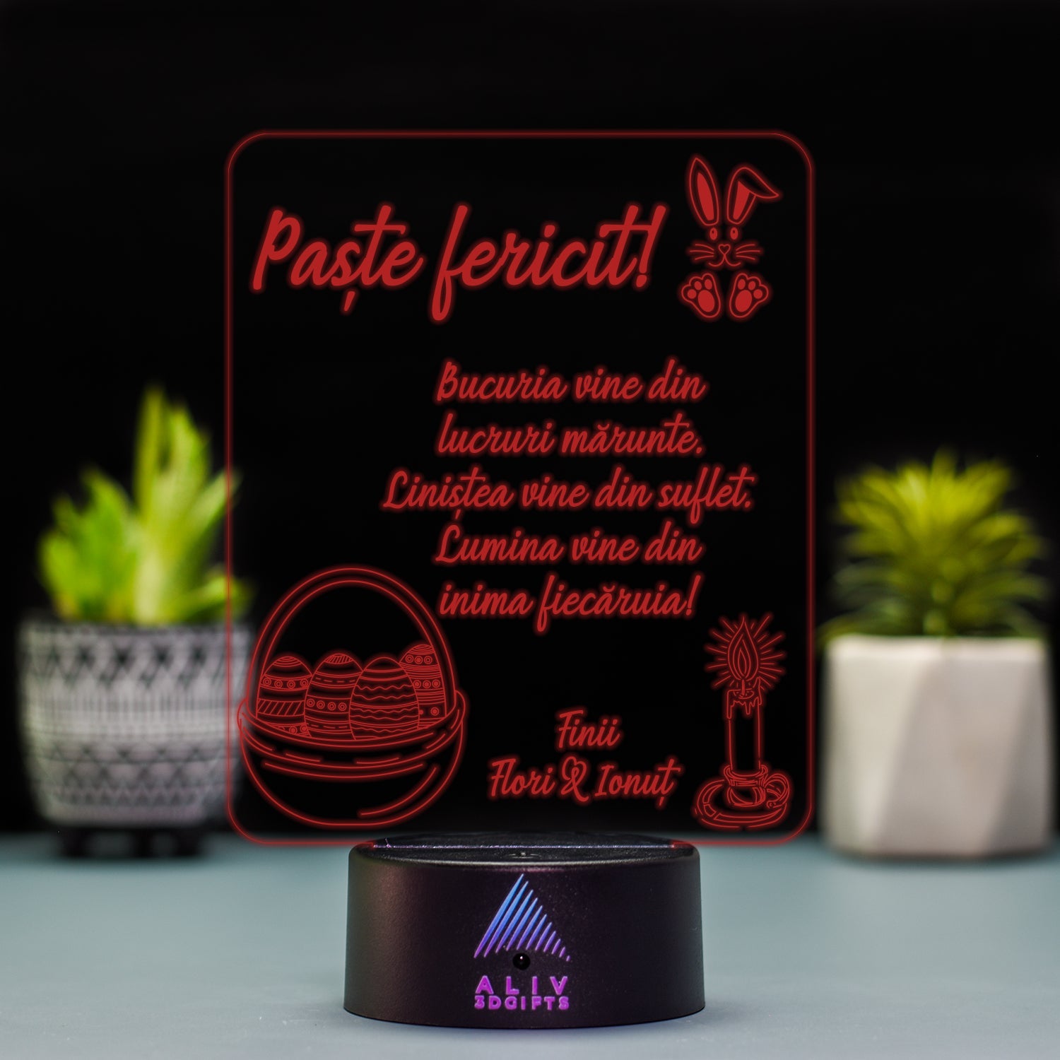 Lampă Led 3D - Urare Paste Fini