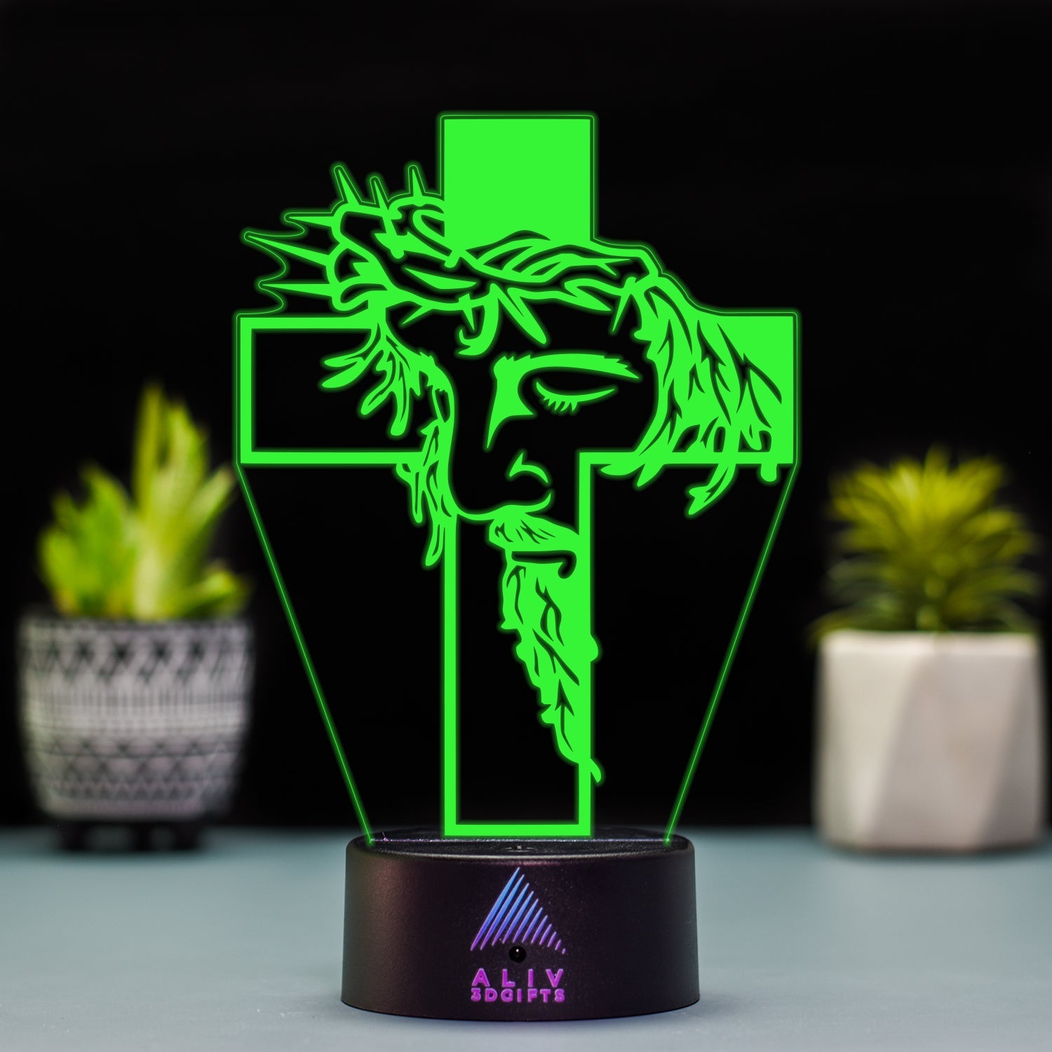 Lampă Led 3D - Cruce Iisus