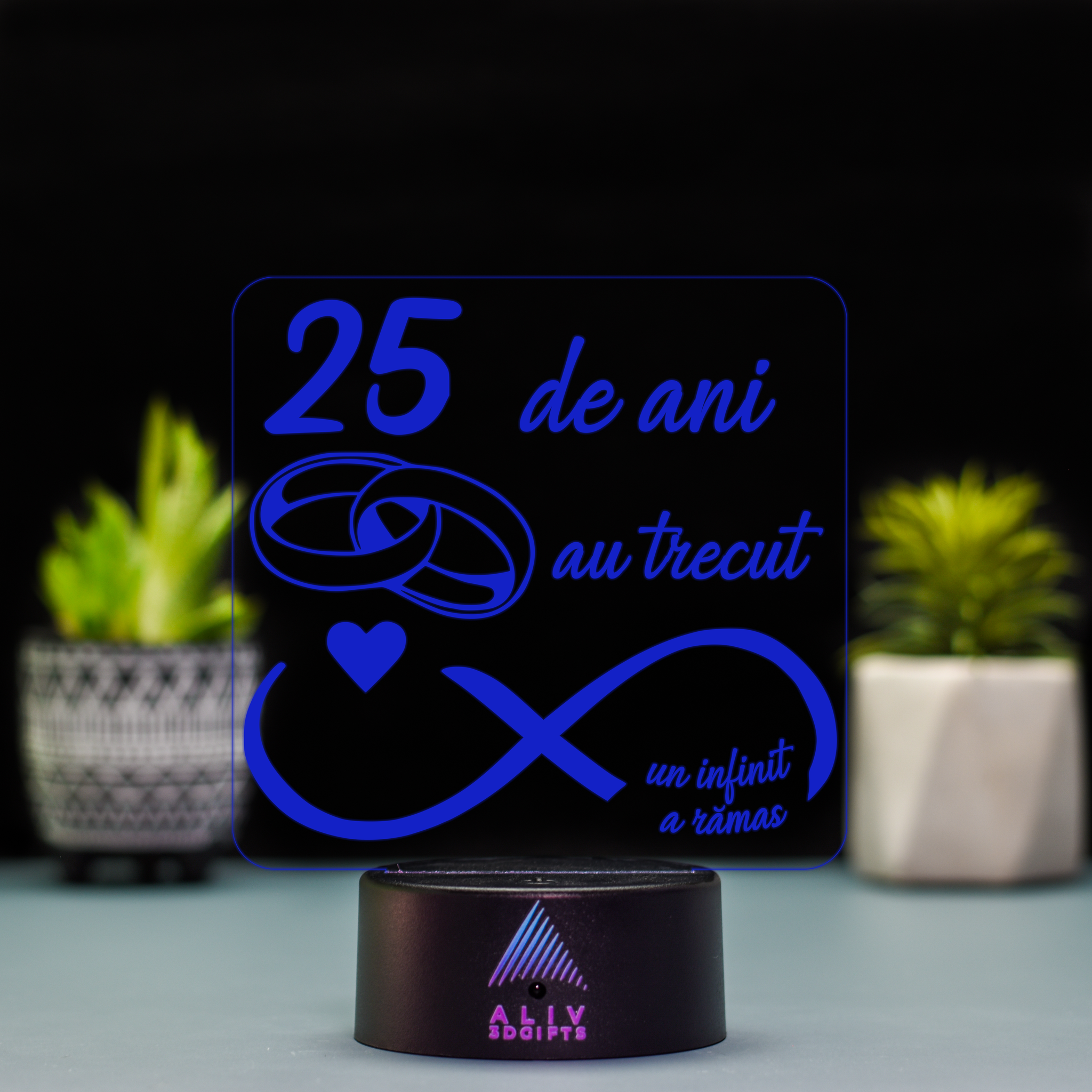 Lampă Led 3D - Nunta Argint 2