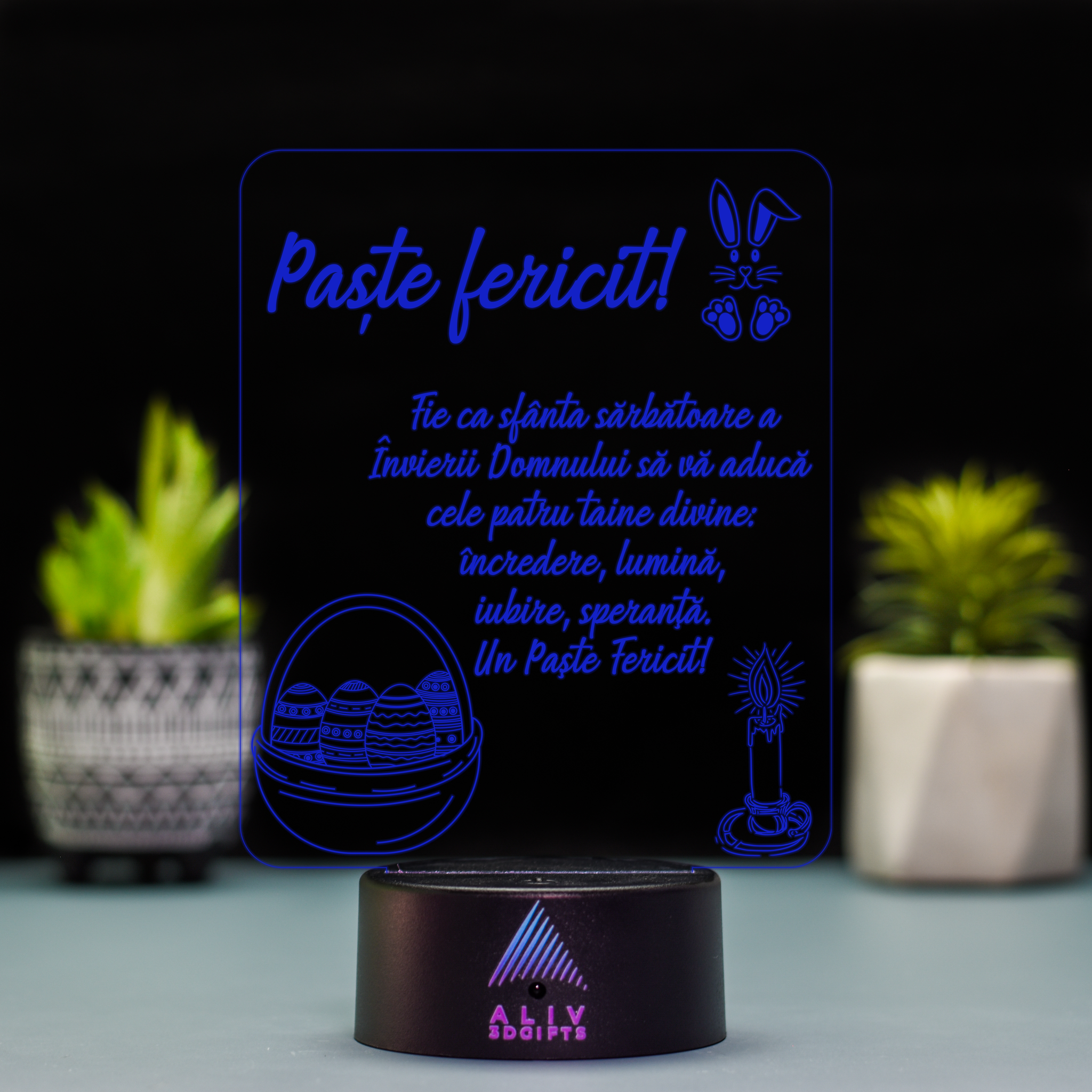 Lampă Led 3D - Urare Paste 2