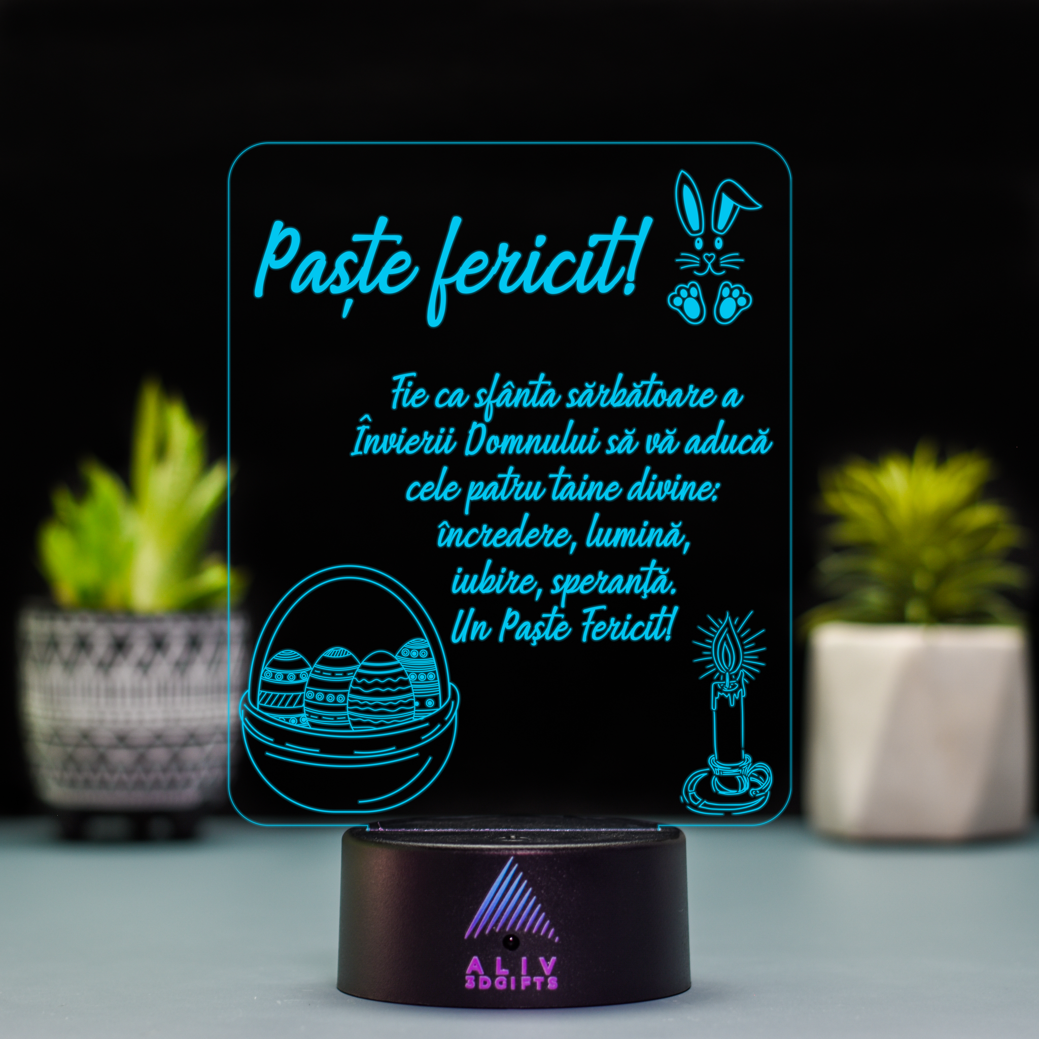 Lampă Led 3D - Urare Paste 2