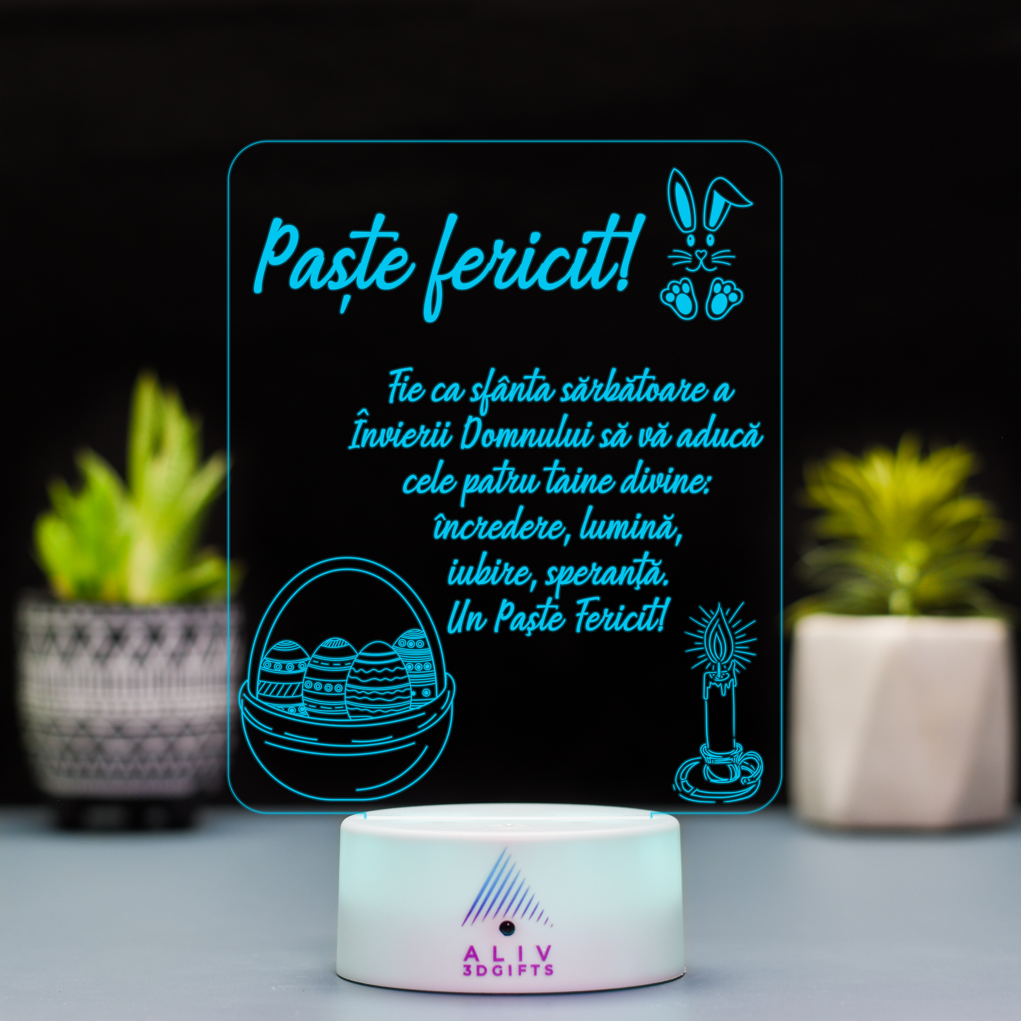 Lampă Led 3D - Urare Paste 2
