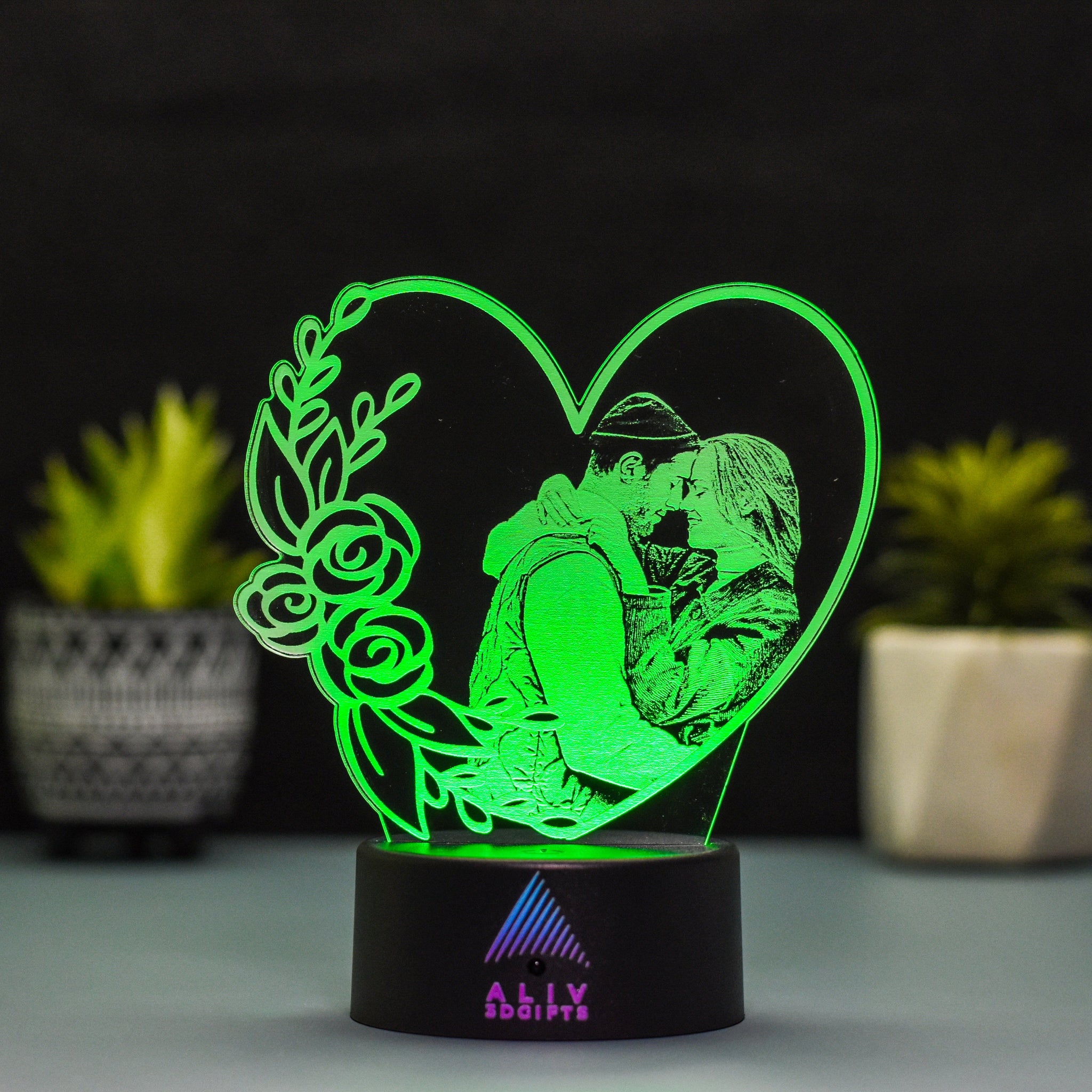 Lampa Led 3D - Inimă Cuplu 2