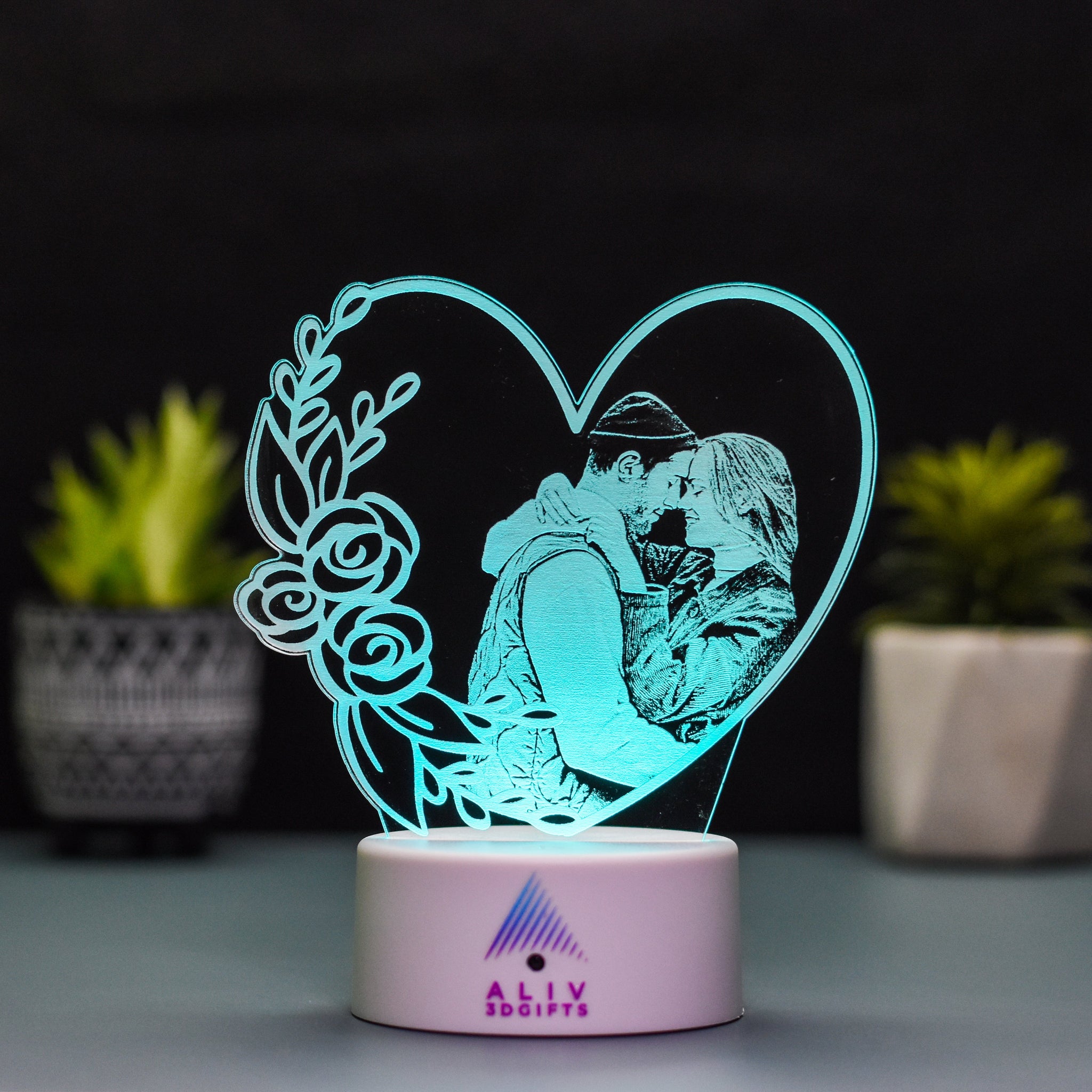 Lampa Led 3D - Inimă Cuplu 2
