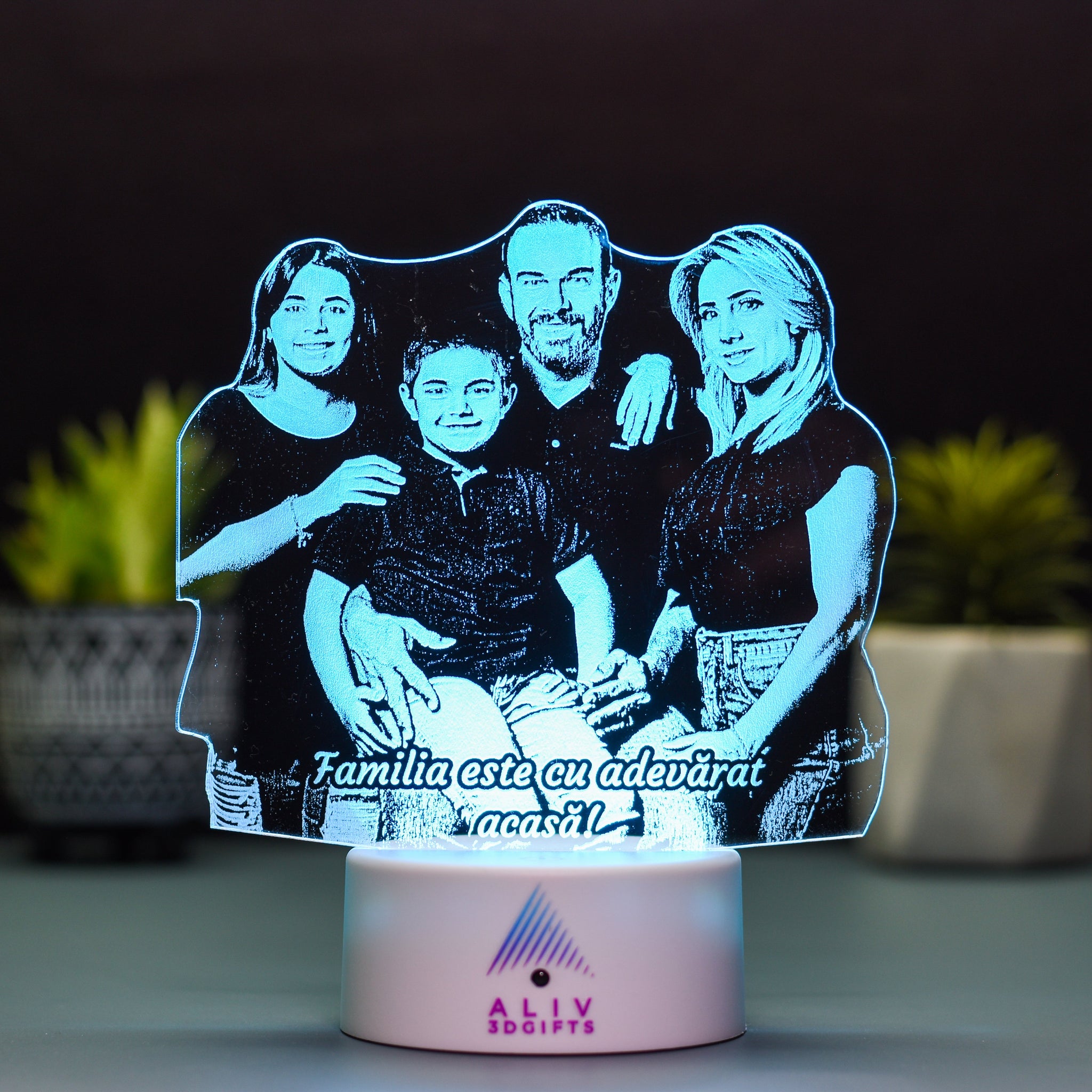 Lampă Led 3D - Familie + Mesaj Personalizat