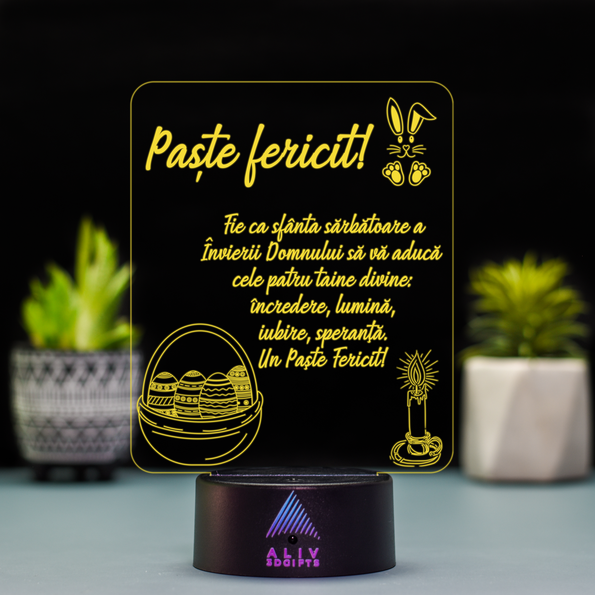 Lampă Led 3D - Urare Paste 2