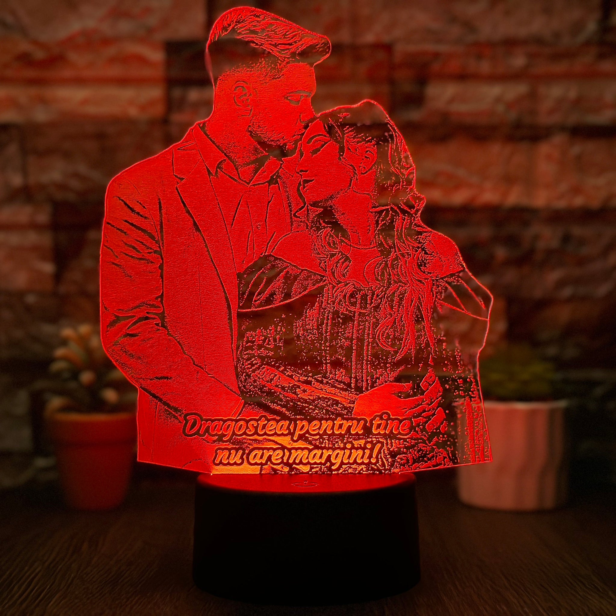 Lampă Led 3D - Cuplu + Mesaj Personalizat