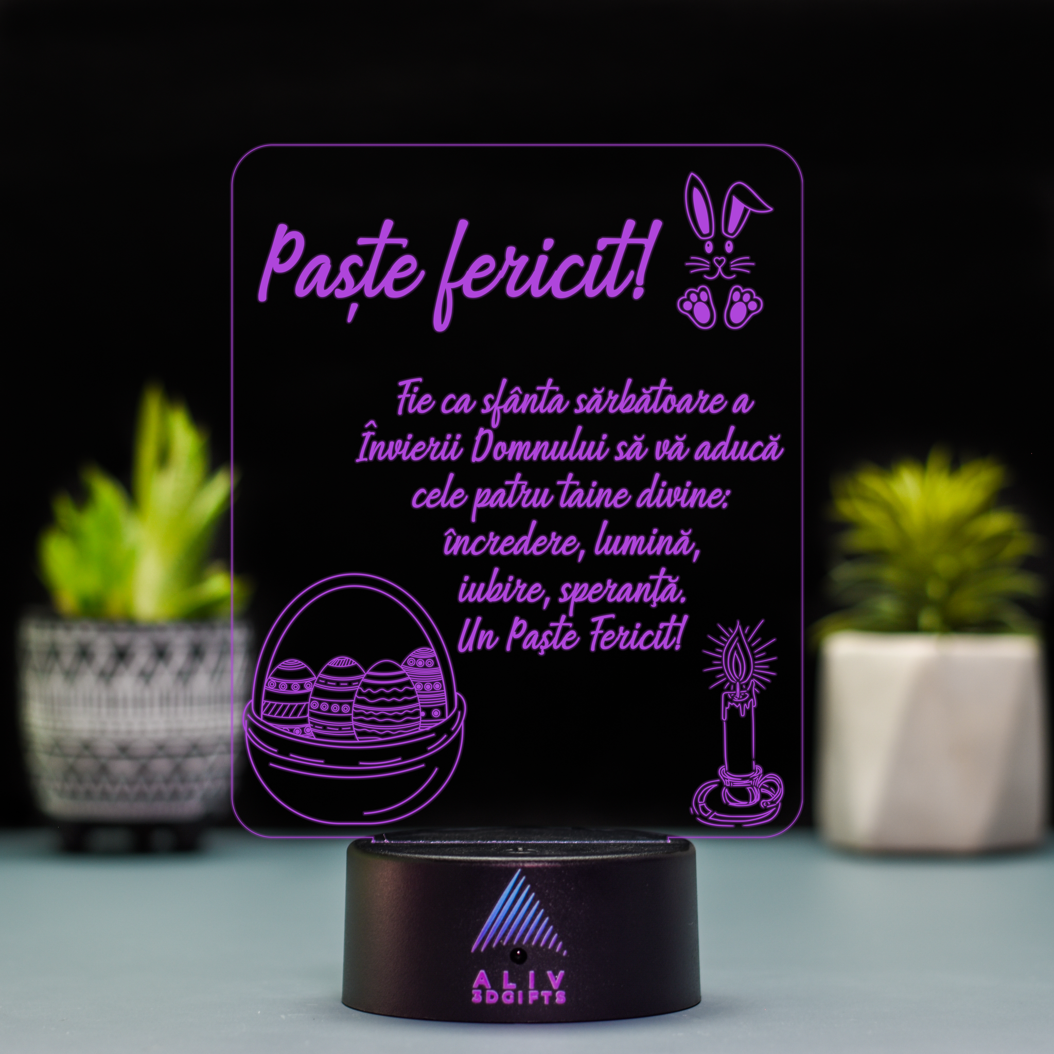 Lampă Led 3D - Urare Paste 2