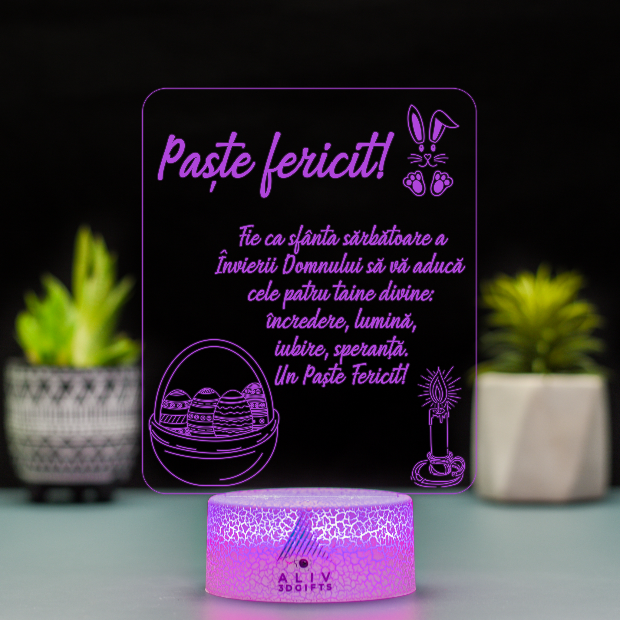 Lampă Led 3D - Urare Paste 2