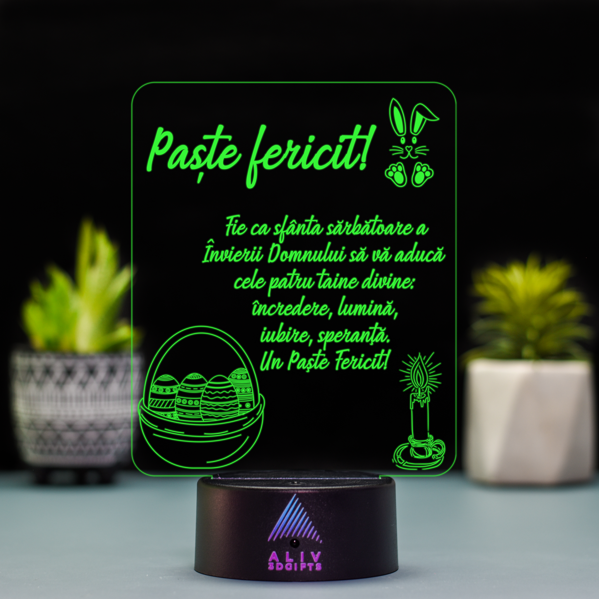 Lampă Led 3D - Urare Paste 2